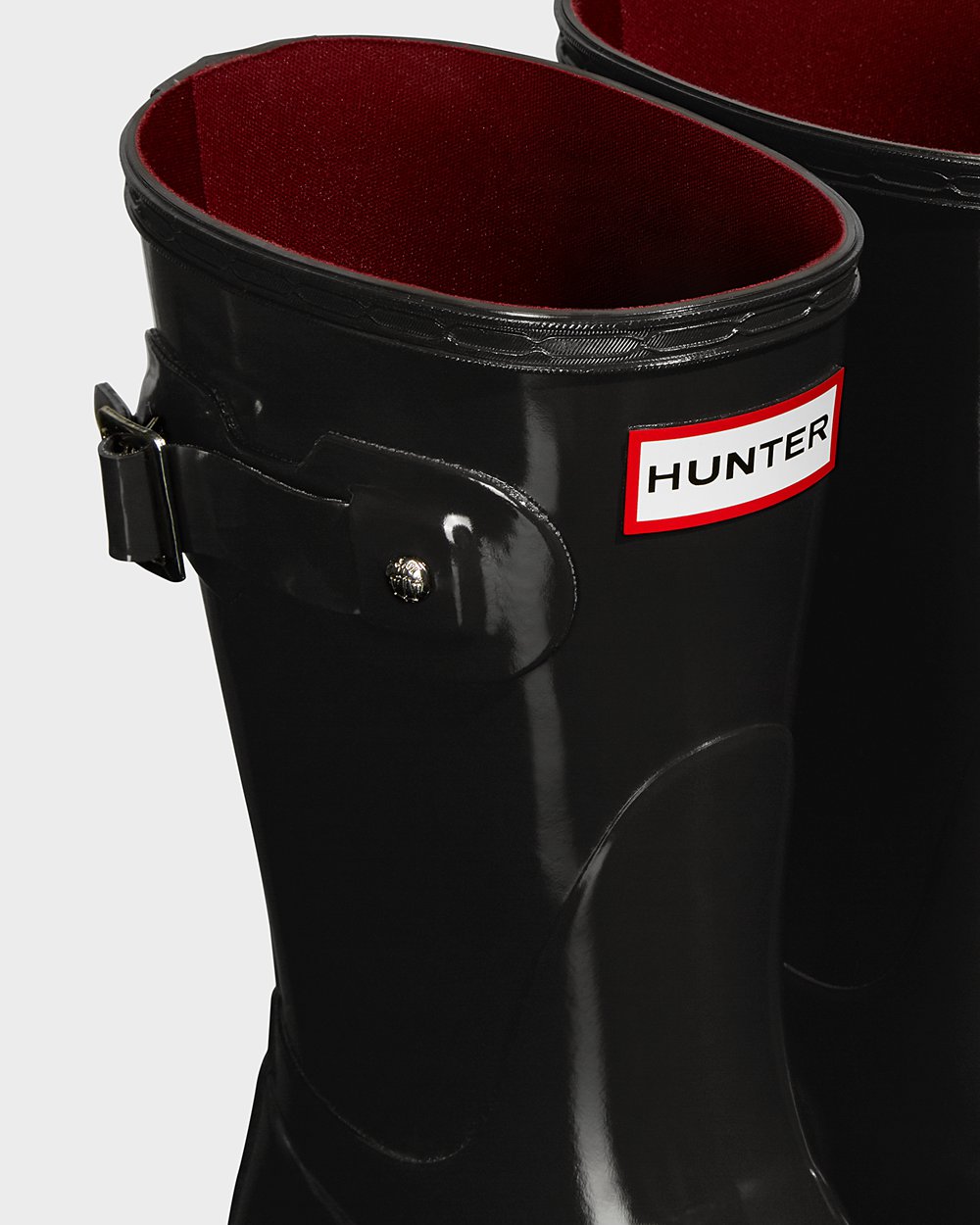 Womens Hunter Original Gloss - Short Rain Boots Black - 4372-MFGOZ